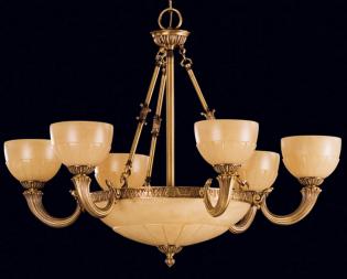 Alabaster chandelier - Chandelier Antique Brass--Champagne Alabaster