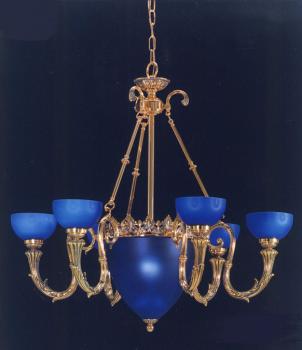 Lampara de cristal - Lampara Gold-patina azul-cristal bohemia tallado a mano