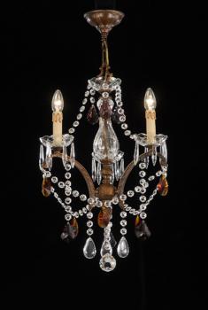 Crystal chandelier - Chandelier Rust Brown+patine-clera and colour crystal