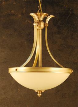 Chandelier brass and glass - ANTIQUE BRASS  CREAM  GLASS